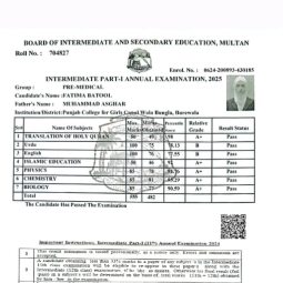 Fatima Batool - F.Sc / I.Com / ICS Islamic Studies Online Tutor in Multan
